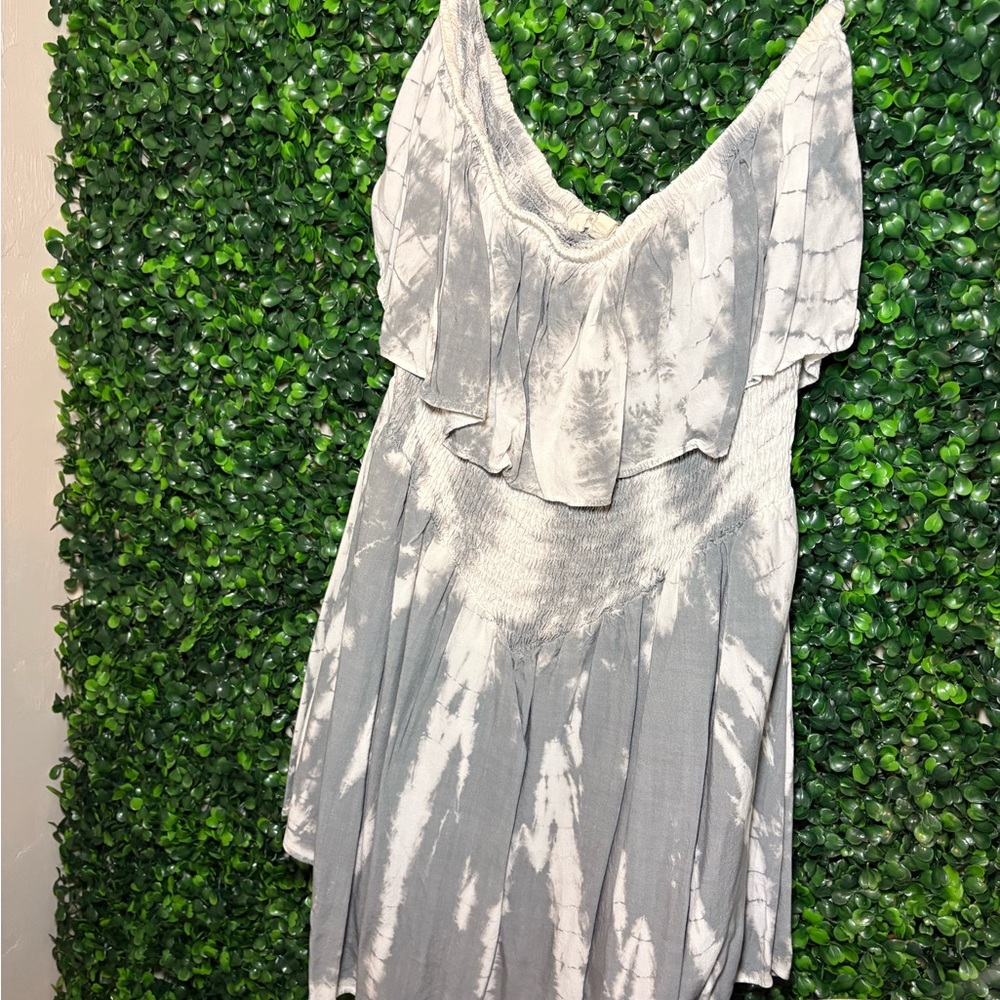 Gray Tie-Dye Dress